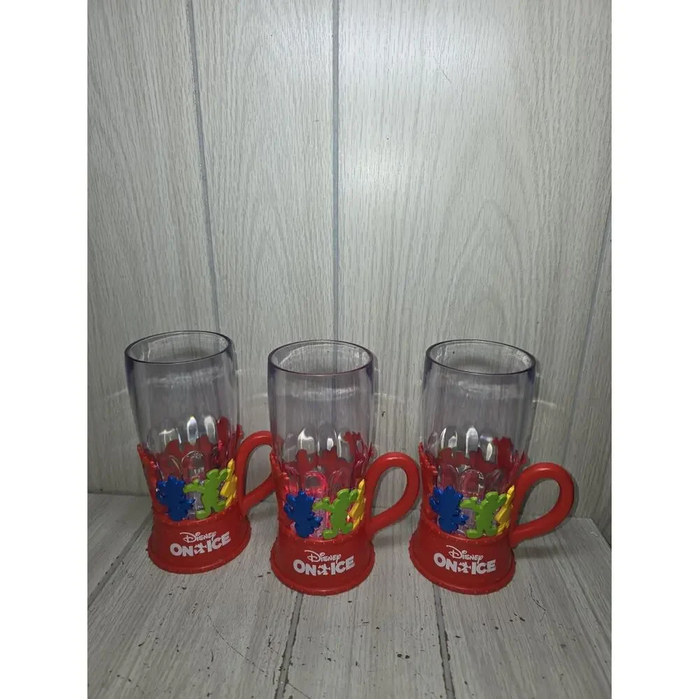 Disney On Ice Souvenir Mickey Mouse & Friends Light Up Plastic Mugs Set 3 Read